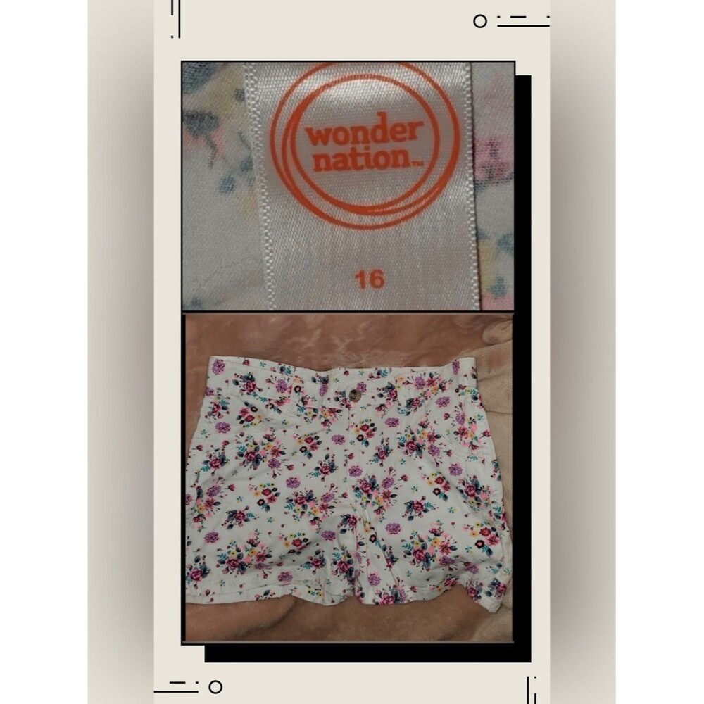 Wonder Nation Flower Pattern White Shorts size 16 (Junior) #1294